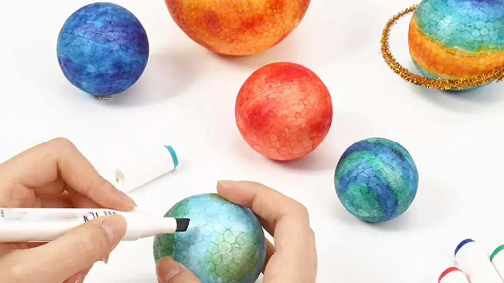 how to color styrofoam balls