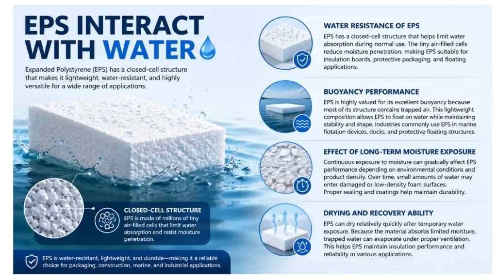 how does eps interact with water