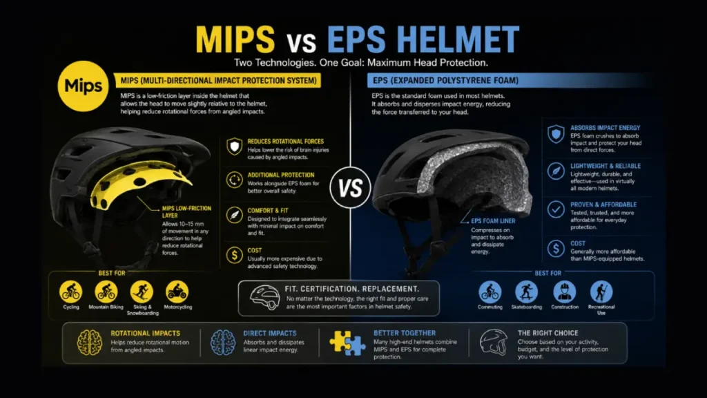 differences between mips and eps helmet